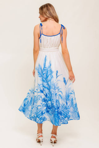 GARDEN BREEZE BLUE WOVEN MIDI DRESS - By Baano