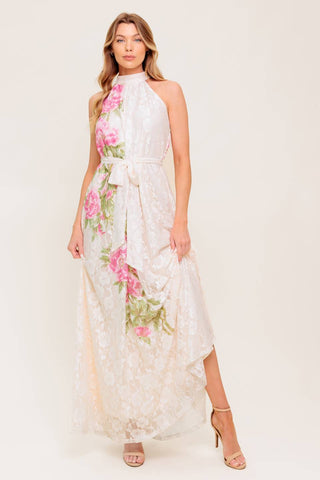 BOTANICAL DREAM WOVEN LACE MAXI DRESS - By Baano