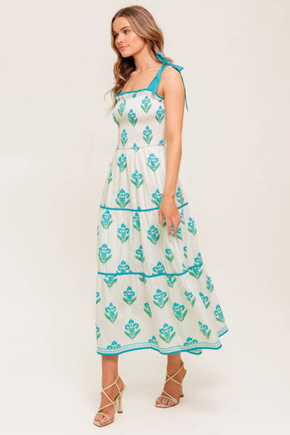 MIDNIGHT BOTANICA WOVEN MIDI DRESS - By Baano