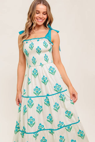 MIDNIGHT BOTANICA WOVEN MIDI DRESS - By Baano