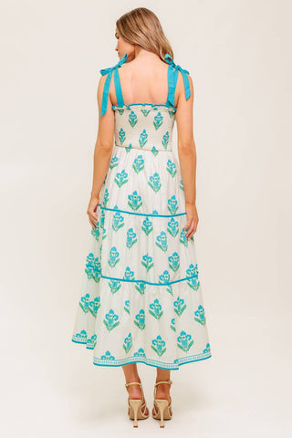 MIDNIGHT BOTANICA WOVEN MIDI DRESS - By Baano