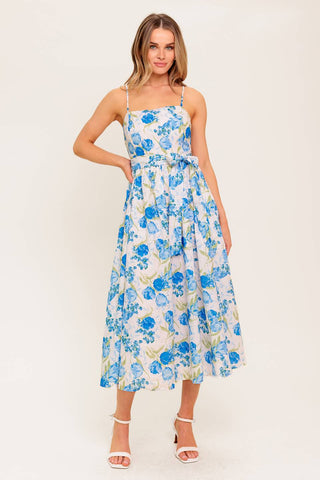 ROSY MOOD FLORAL WOVEN MIDI DRESS - By Baano