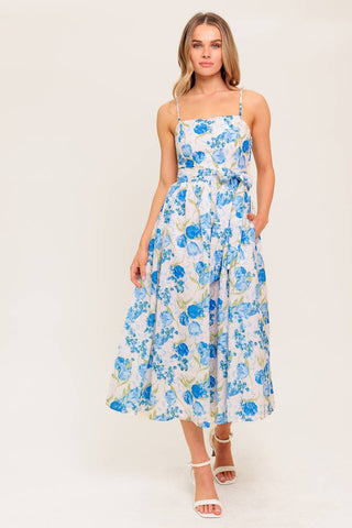 ROSY MOOD FLORAL WOVEN MIDI DRESS - By Baano