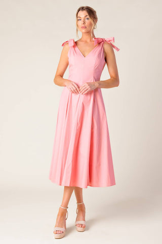 ON THE RIGHT TRACK PEACH WOVEN MIDI DRESS - By Baano