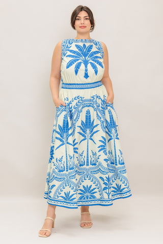 OCEAN PETALS WOVEN MIDI DRESS - By Baano
