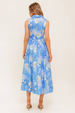 FERN WHISPER BLUE WOVEN MIDI DRESS - By Baano