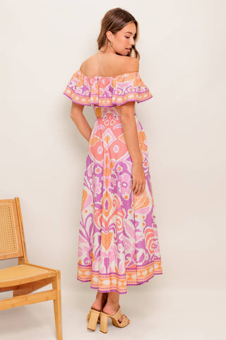 CABANA DREAM LAVENDER WOVEN MIDI DRESS - By Baano