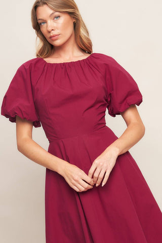 CRIMSON ROMANCE WOVEN MIDI DRESS - By Baano