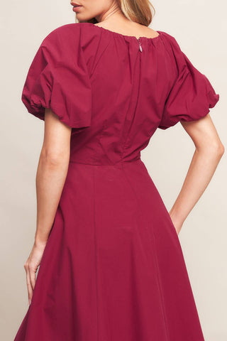CRIMSON ROMANCE WOVEN MIDI DRESS - By Baano