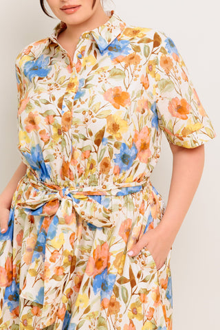 HAZEL DREAM IVORY WOVEN MIDI DRESS - By Baano