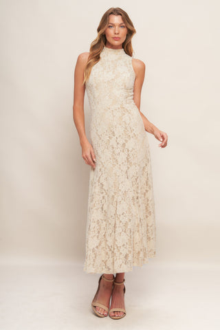ELEGANT FLORAL STRETCH LACE MIDI DRESS - By Baano