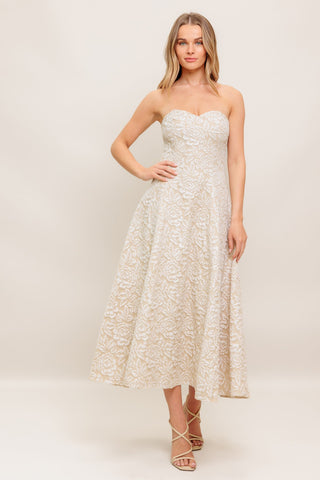 ELEGANT BLOSSOM WOVEN MIDI DRESS - By Baano