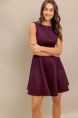 WINE IN THE SUN FAUX SUEDE MINI DRESS - By Baano