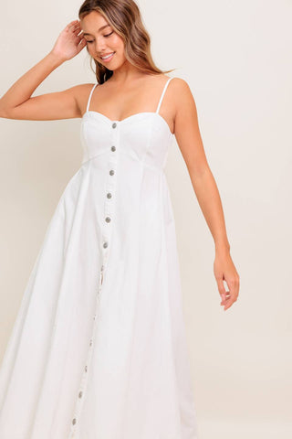 NATURE’S TOUCH WHITE WOVEN MIDI DRESS - By Baano
