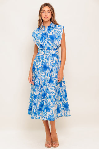 FRESHLY PICKED BLUE WOVEN MIDI DRESS - By Baano