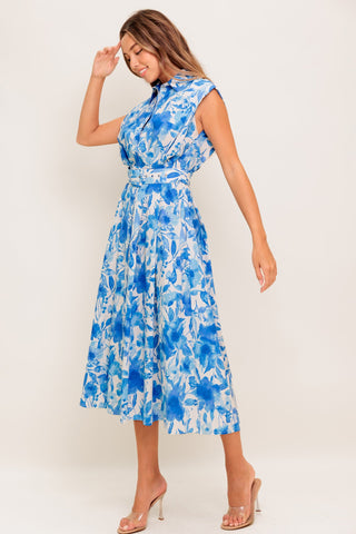 FRESHLY PICKED BLUE WOVEN MIDI DRESS - By Baano