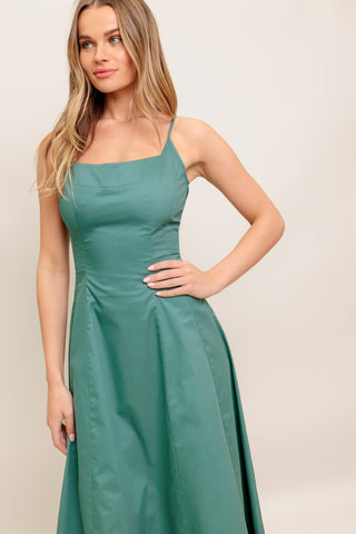 VERDE ELEGANTE WOVEN MIDI DRESS - By Baano