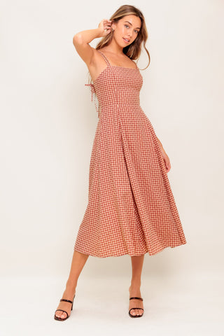 GINGHAM SUMMER WOVEN MIDI DRESS - By Baano