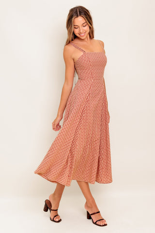 GINGHAM SUMMER WOVEN MIDI DRESS - By Baano