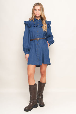 BLUEBIRD COWGIRL DENIM MINI DRESS - By Baano