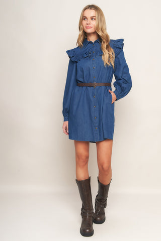 BLUEBIRD COWGIRL DENIM MINI DRESS - By Baano