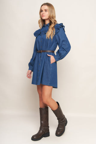 BLUEBIRD COWGIRL DENIM MINI DRESS - By Baano
