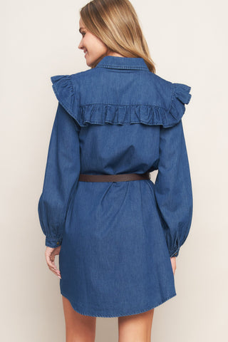 BLUEBIRD COWGIRL DENIM MINI DRESS - By Baano