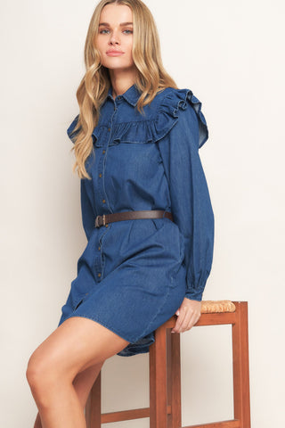 BLUEBIRD COWGIRL DENIM MINI DRESS - By Baano