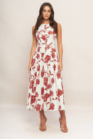 ROMA FLORAL WOVEN MIDI DRESS - By Baano