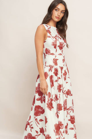 ROMA FLORAL WOVEN MIDI DRESS - By Baano
