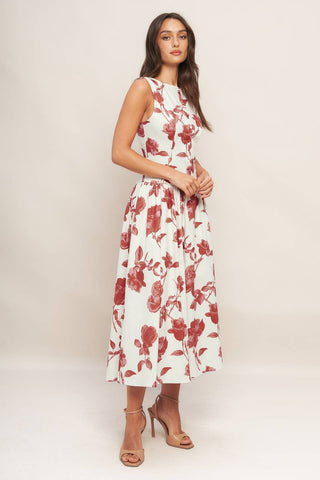 ROMA FLORAL WOVEN MIDI DRESS - By Baano