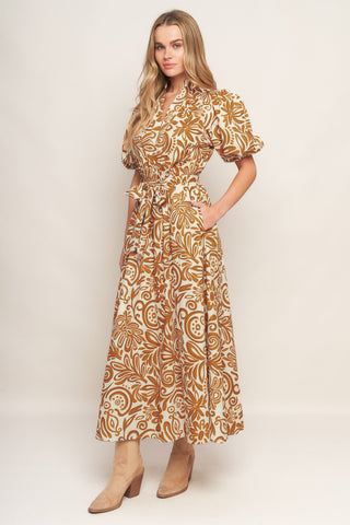 CINNAMON GARDEN WOVEN MIDI DRESS - By Baano