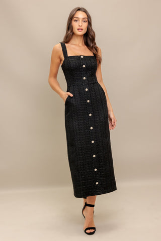 TWEED NOUVELLE WOVEN MIDI DRESS - By Baano
