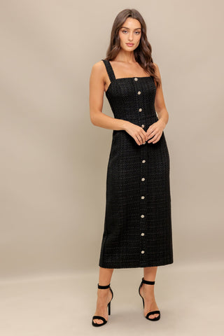 TWEED NOUVELLE WOVEN MIDI DRESS - By Baano