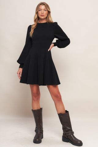 BLACK SWAN HEAVY KNIT MINI DRESS - By Baano