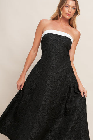 MIDNIGHT GRACE WOVEN MIDI DRESS - By Baano