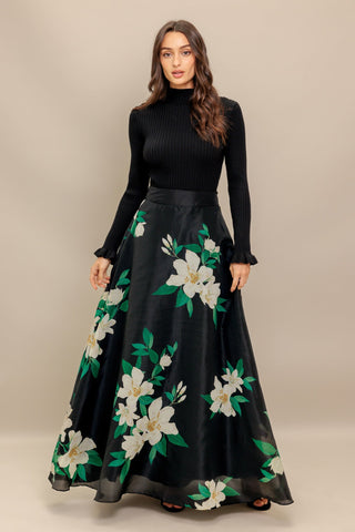 ELEGANT WILDFLOWER WOVEN MAXI SKIRT - By Baano