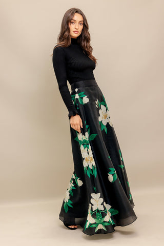 ELEGANT WILDFLOWER WOVEN MAXI SKIRT - By Baano