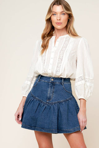 FENICIA INDIGO DENIM MINI SKORT - By Baano