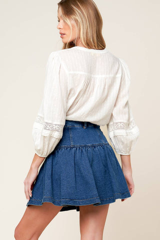 FENICIA INDIGO DENIM MINI SKORT - By Baano