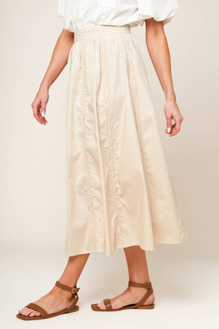 LAYTON CREAM WOVEN MIDI SKIRT - By Baano