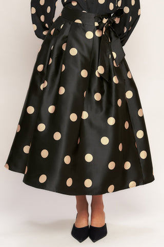 MOONLIGHT DOTS WOVEN FULL MIDI SKIRT