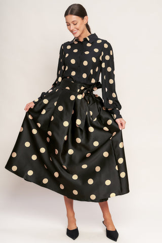 MOONLIGHT DOTS WOVEN FULL MIDI SKIRT