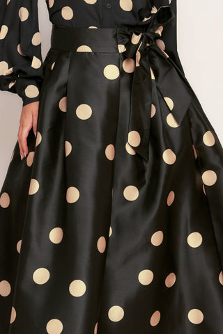 MOONLIGHT DOTS WOVEN FULL MIDI SKIRT