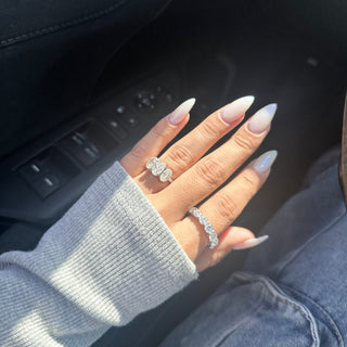 4.0ctw Three Stone Oval Cut Moissanite Engagement Ring Ring Deluxe Fine Jewelry