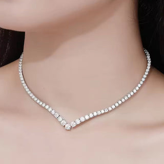 Moissanite Diamond V Necklace Ring Deluxe Fine Jewelry