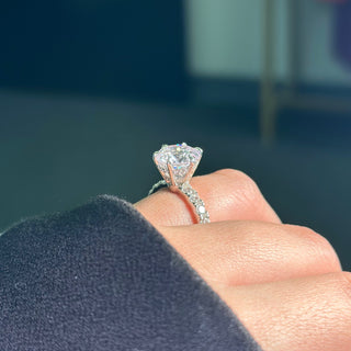 3.5ct Round Cut Moissanite Double Hidden Halo Engagement Ring Ring Deluxe Fine Jewelry