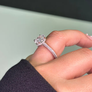 2.5ct Oval Cut Three Row Pavè Moissanite Engagement Ring Ring Deluxe Fine Jewelry