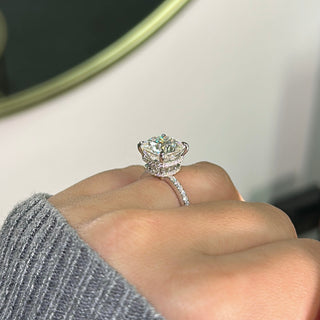 4.0ct Cushion Cut Moissanite Diamond Double Hidden Halo Engagement Ring Ring Deluxe Fine Jewelry