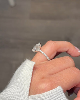 4.0ct Pear Cut Moissanite Hidden Halo Engagement Ring Ring Deluxe Fine Jewelry